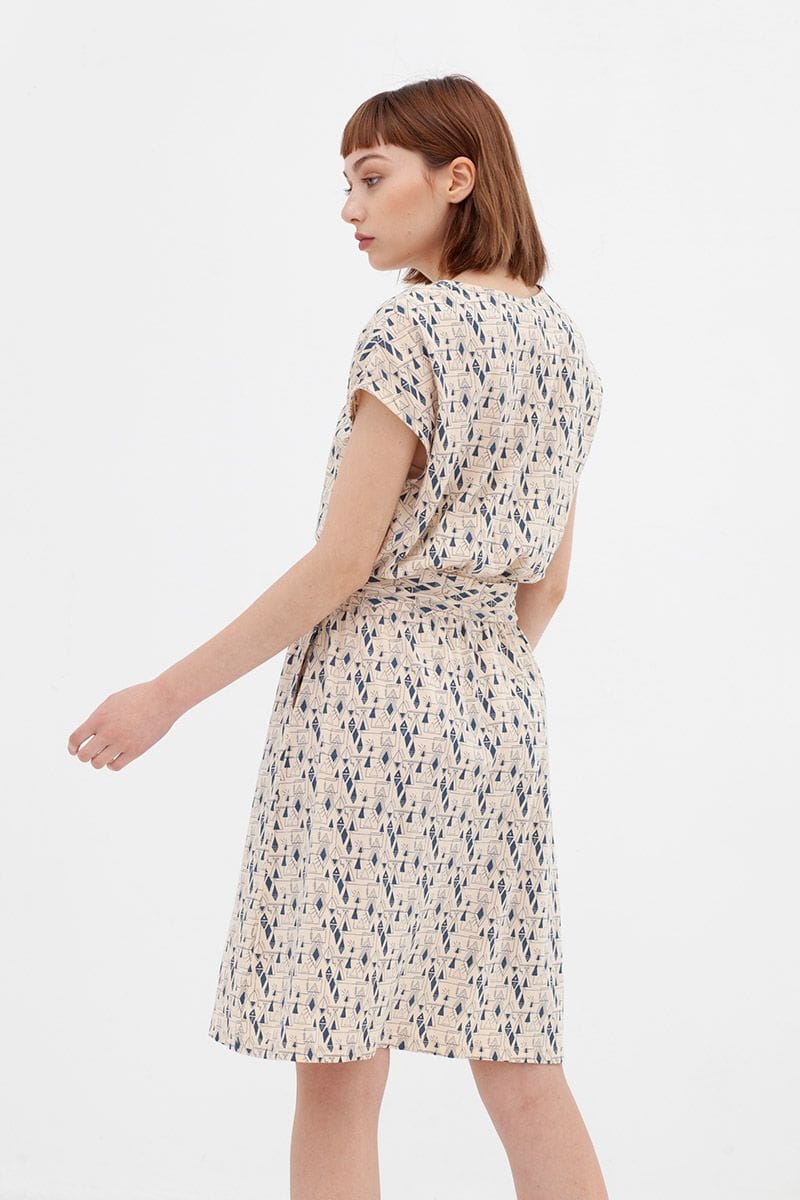 Vestido manga corta algodón orgánico tonos azules - Imagen 3