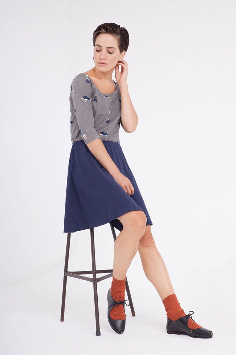 Vestido manga ranglan efecto dos piezas - Imagen 2