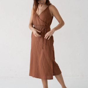 Vestido midi cruzado de algodón orgánico