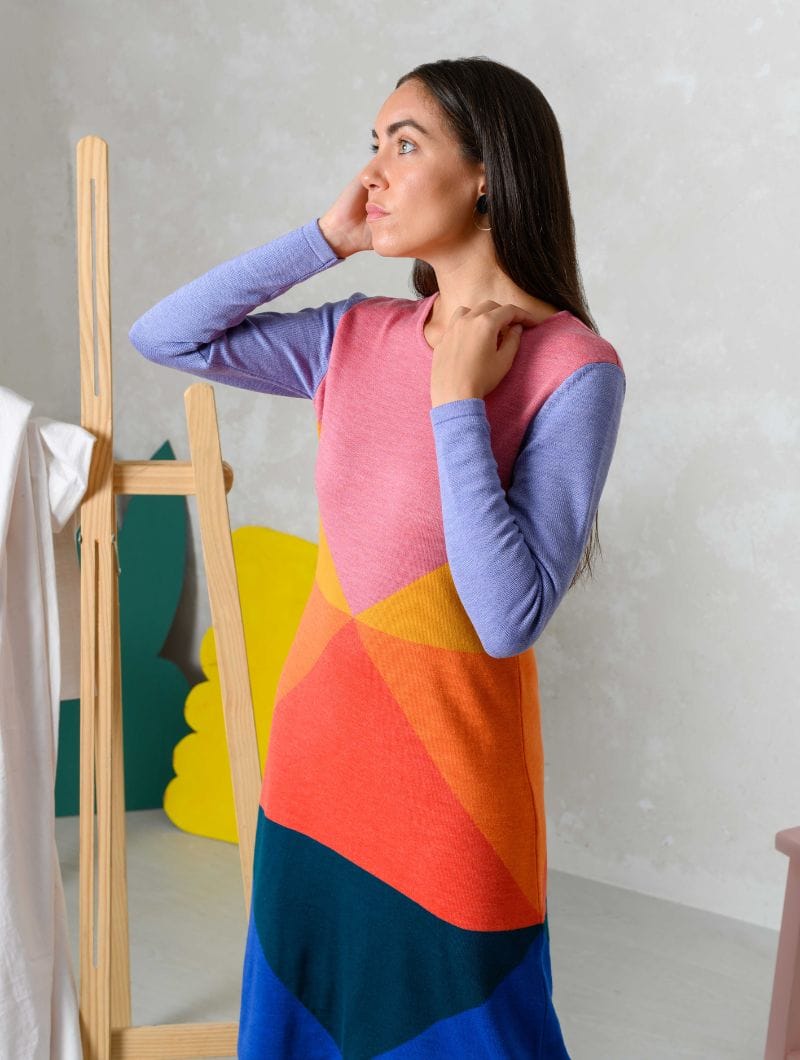 Vestido geométrico de colores 100% lana merino - Imagen 4
