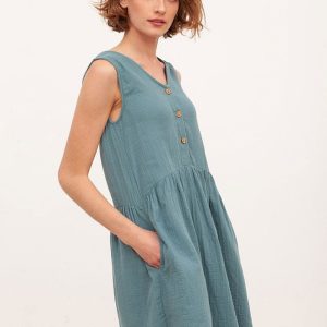 Vestido reversible azul de algodón orgánico