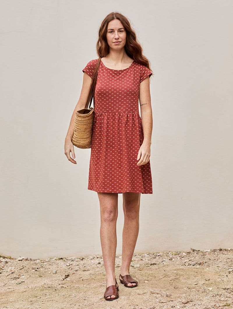 Vestido reversible rojo tetas de algodón orgánico - Imagen 4