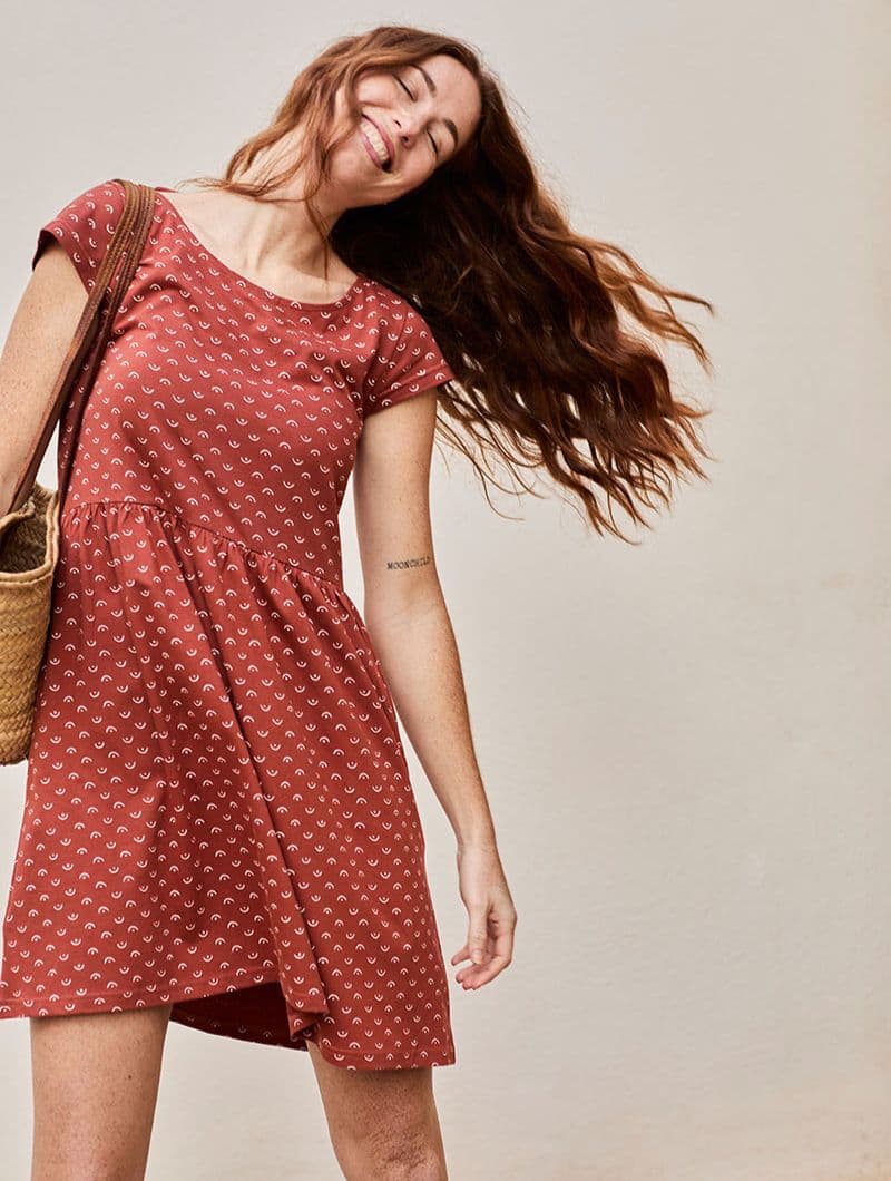 Vestido reversible rojo tetas de algodón orgánico - Imagen 5