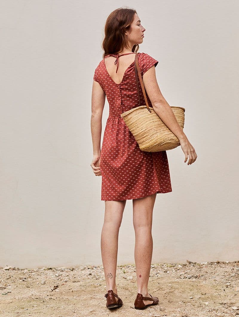 Vestido reversible rojo tetas de algodón orgánico - Imagen 9