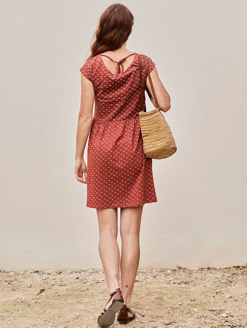 Vestido reversible rojo tetas de algodón orgánico - Imagen 7