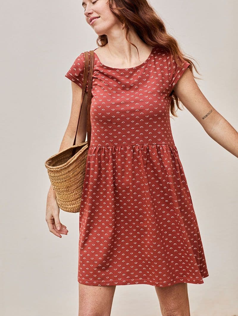 Vestido reversible rojo tetas de algodón orgánico