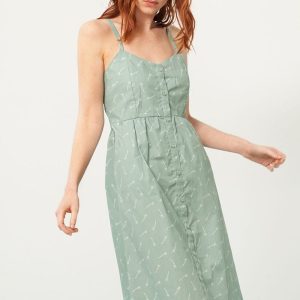 Vestido tirantes verde estampado bambú