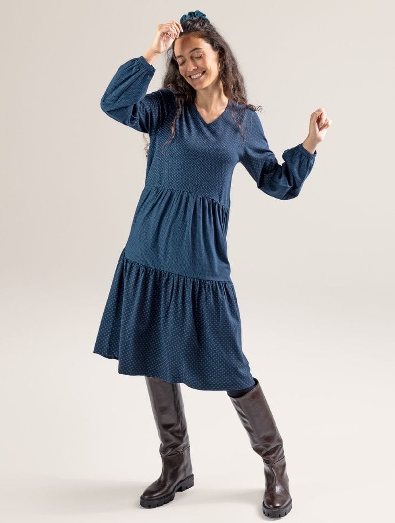 Vestido de volantes estampado de algodón orgánico