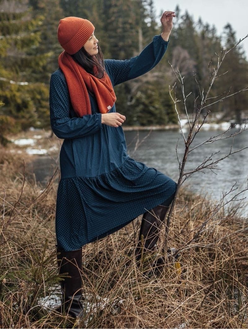 Vestido de volantes estampado de algodón orgánico - Imagen 3