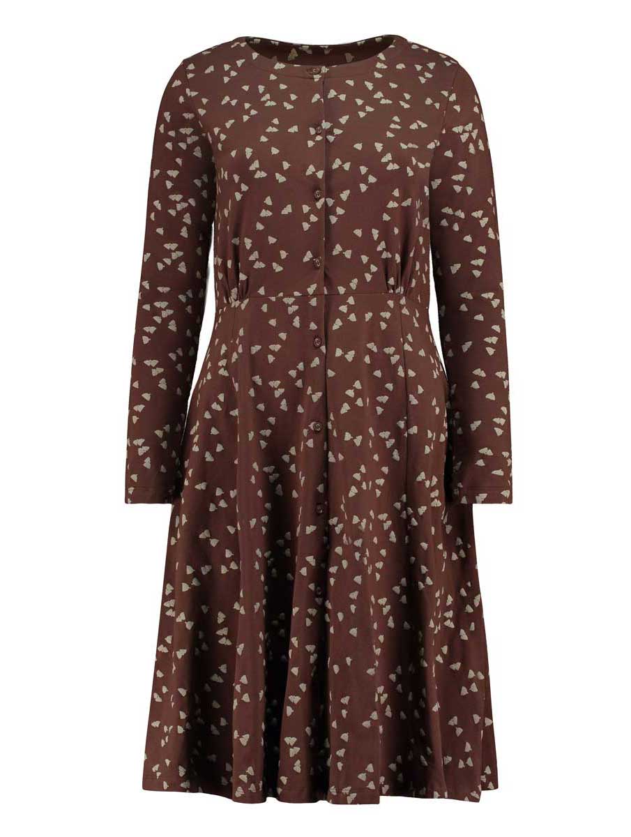 Vestido escote redondo marrón con bellotas ecológico - Imagen 3