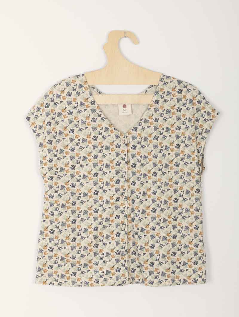 Camiseta con botones beige con corales ecológica - Imagen 7