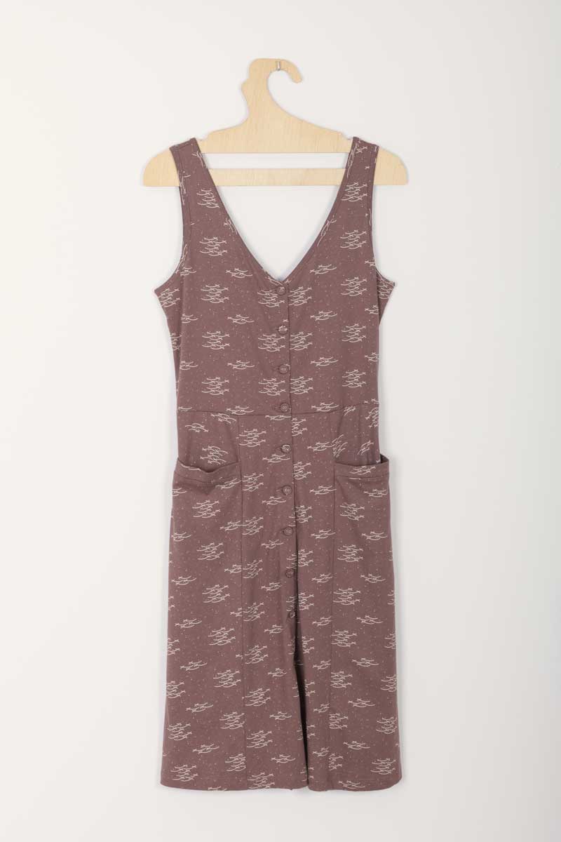 Vestido entallado malva con peces de algodón orgánico - Imagen 8