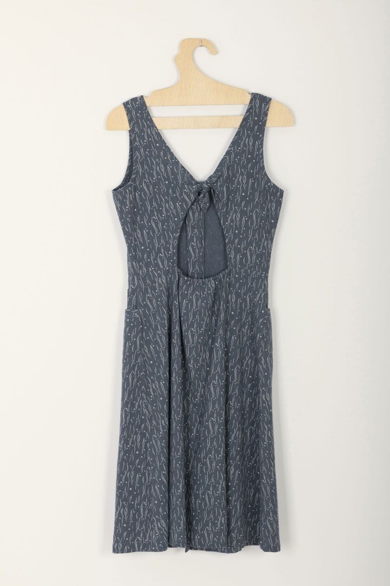 Vestido entallado azul con bruma de algodón ecológico - Imagen 8